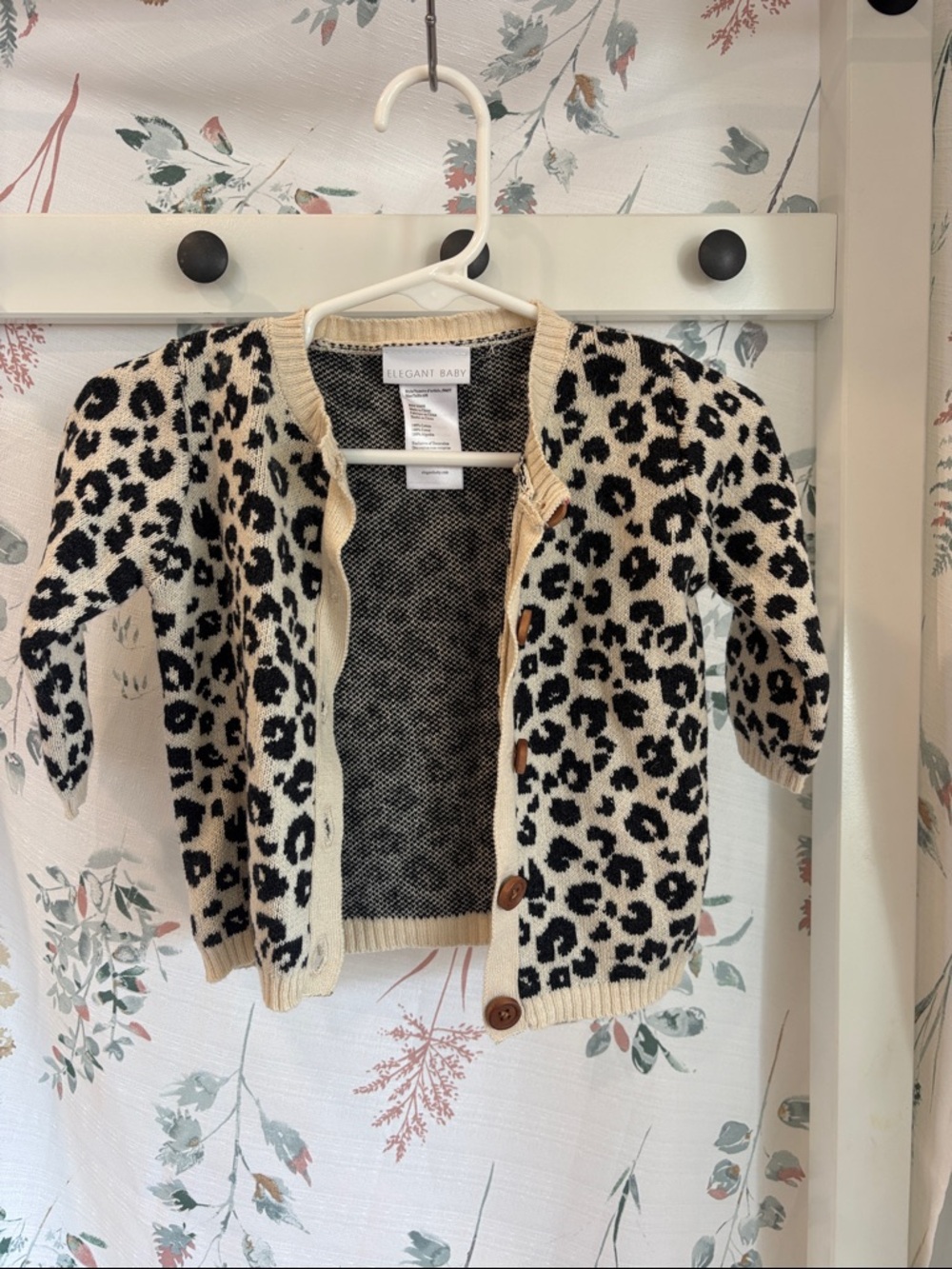 Elegant Baby Leopard-Print Cardigan - Cream & Black